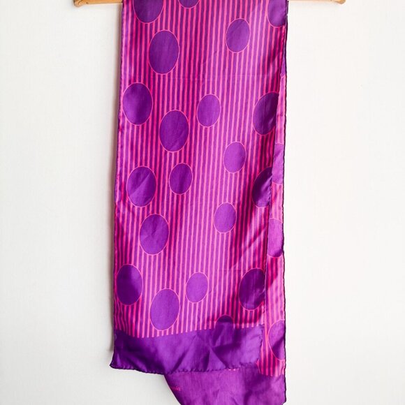 Vintage Pierre Cardin Pink Purple Hand rolled Long Scarf - Picture 4 of 6
